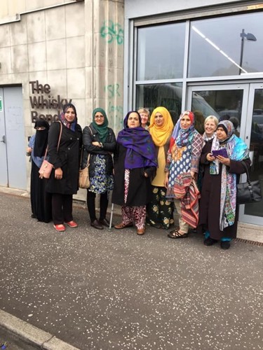 Some of the women from the cafe outside of the The Whisky Bond