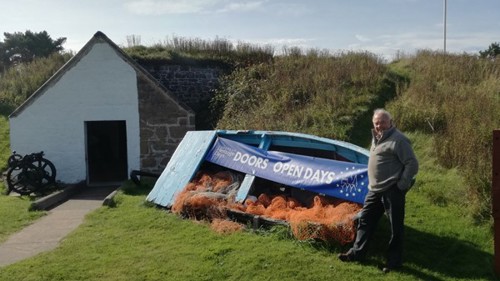 Findhorn Hertiage showing sign for being open for Doors Open Days