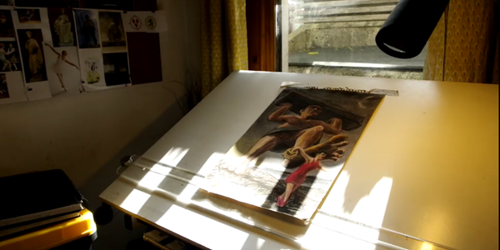 Martin Laird's art work on a desk